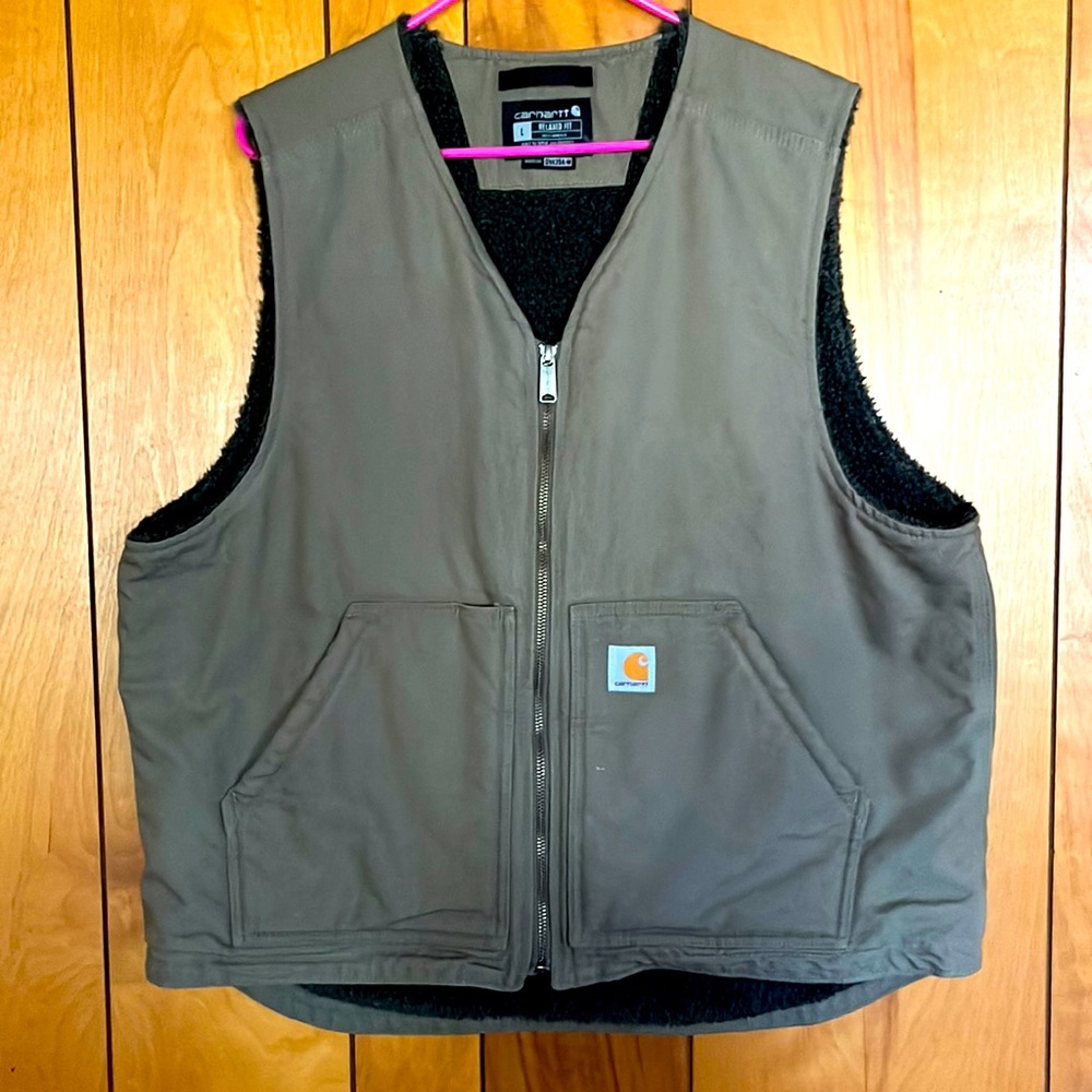 CARHARTT RELAXED FIT WASHED DUCK SHERPA-LINED VEST